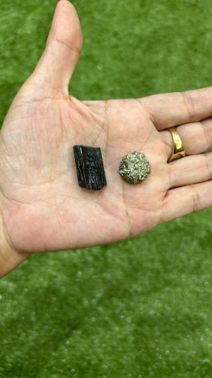 Kit de bolso turmalina negra e pirita