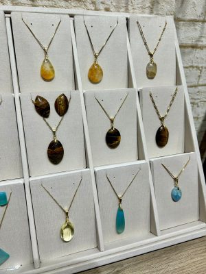 Colar Gota de Agata Azul