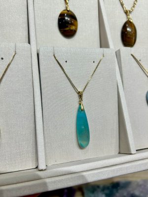 Colar Gota de Agata Azul